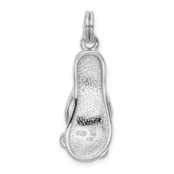 925 Sterling Silver Rhodium-plated CZ Butterfly Enamel Sandal Charm Pendant - Picture 3 of 4